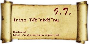 Iritz Tárkány névjegykártya